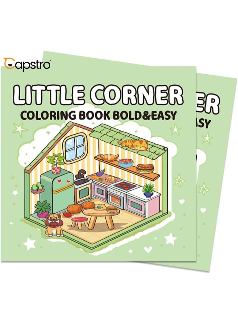 Capstro Bold & Easy Coloring Book for Kids – Cute, Simple Designs for Relaxing Creative Play | Large Illustration Art Book for Children – Cozy Home Corner Theme - Image 1